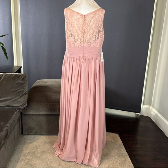 Women’s Pink Chiffon Full Length Mother of Bride Bridesmaid Formal Dress 16 NWT - Picture 4 of 11